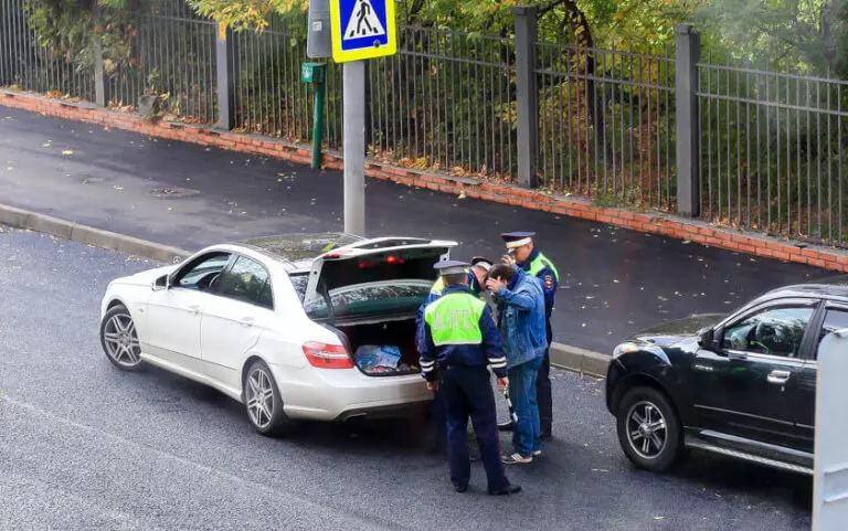 Досмотр багажника сотрудником дпс